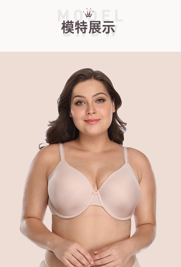 Charming Lansheng foreign trade brand large size bra smooth thin Cup European and American underwear wholesale large chest small steel ring bra
