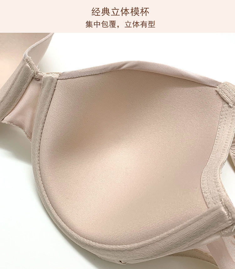 Charming Lansheng foreign trade brand large size bra smooth thin Cup European and American underwear wholesale large chest small steel ring bra