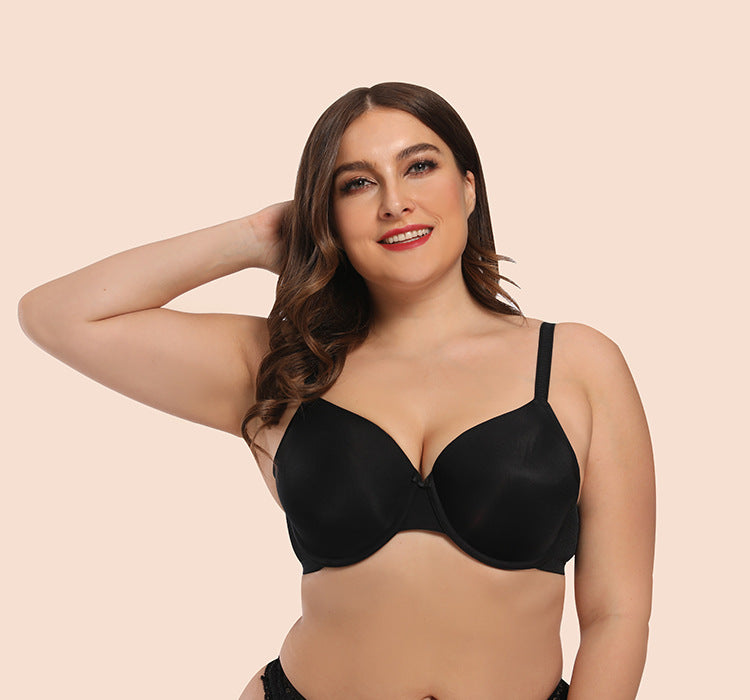 Charming Lansheng foreign trade brand large size bra smooth thin Cup European and American underwear wholesale large chest small steel ring bra