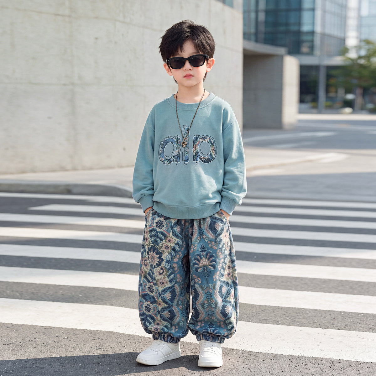 Boys Spring Autumn Casual Sportswear Hoodie Two-Piece Set