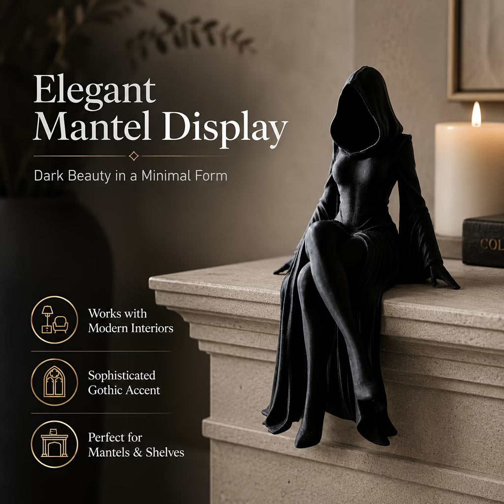 Dark Gothic Lady Reaper Sitting Pose Desktop Statue Figurine