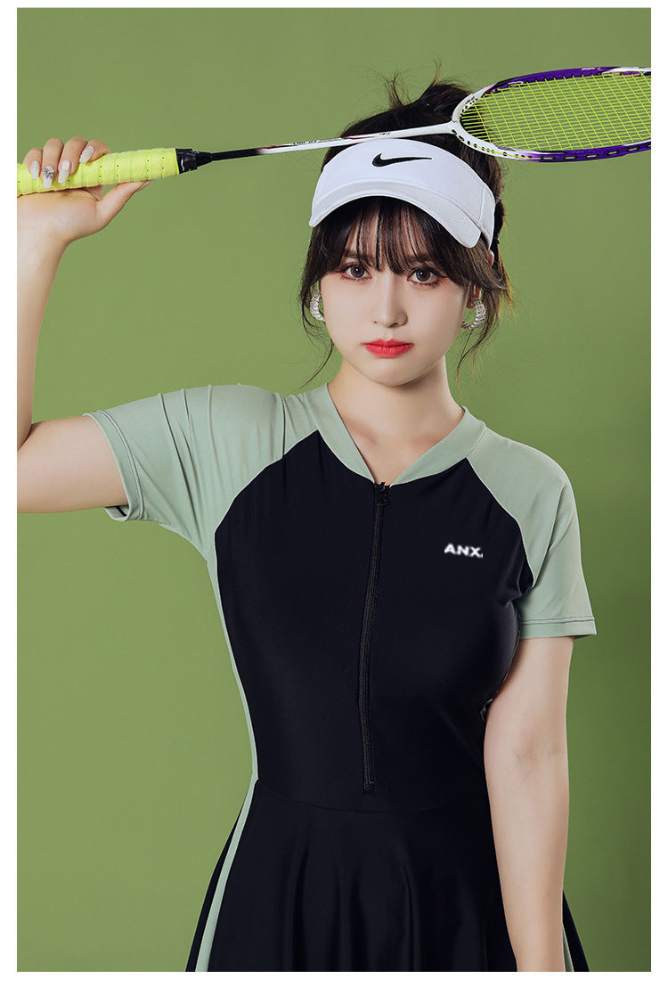 2025 New Swimsuit Women's Conservative Fairy Style Belly Covering Slimming One-Piece Hot Spring Summer Fashion Conservative Skirt Swimsuit