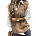 Foreign Trade Cross-border Europe and America Amazon Source Manufacturers Sweater Vest Women's Vest Clip V-neck Sleeveless Twist Sweater