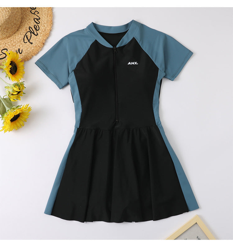 2025 New Swimsuit Women's Conservative Fairy Style Belly Covering Slimming One-Piece Hot Spring Summer Fashion Conservative Skirt Swimsuit