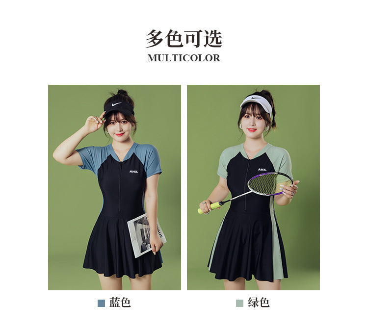 2025 New Swimsuit Women's Conservative Fairy Style Belly Covering Slimming One-Piece Hot Spring Summer Fashion Conservative Skirt Swimsuit