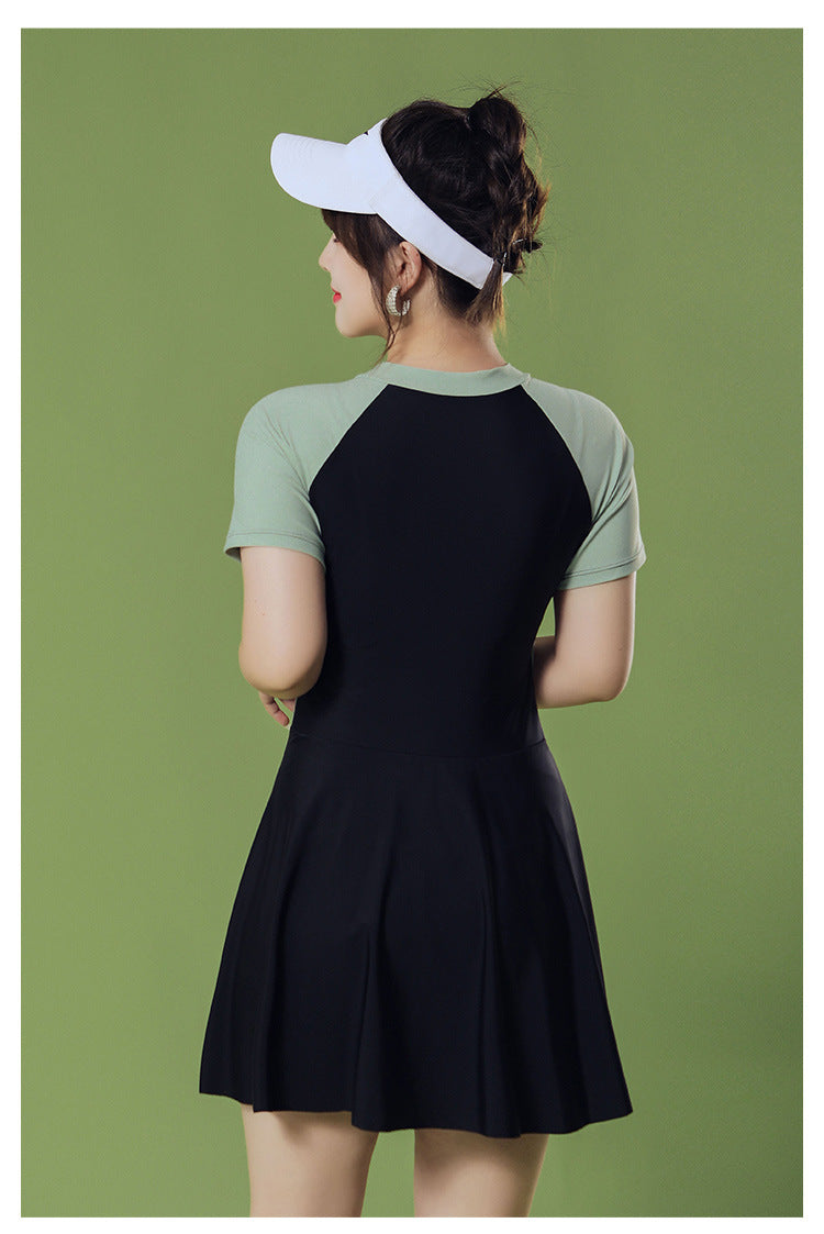 2025 New Swimsuit Women's Conservative Fairy Style Belly Covering Slimming One-Piece Hot Spring Summer Fashion Conservative Skirt Swimsuit