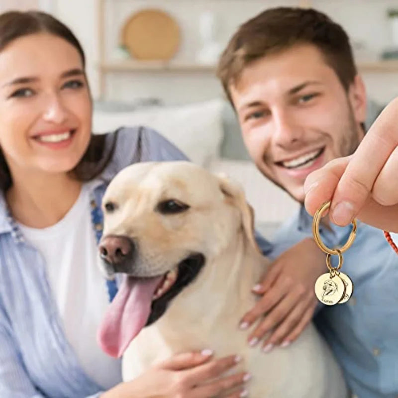 Amaxer Personalized Pet Photo Engraved Name Keychain Multiple Dog Cat Photo Engraved Memorial Christmas Gifts for Pet Lovers