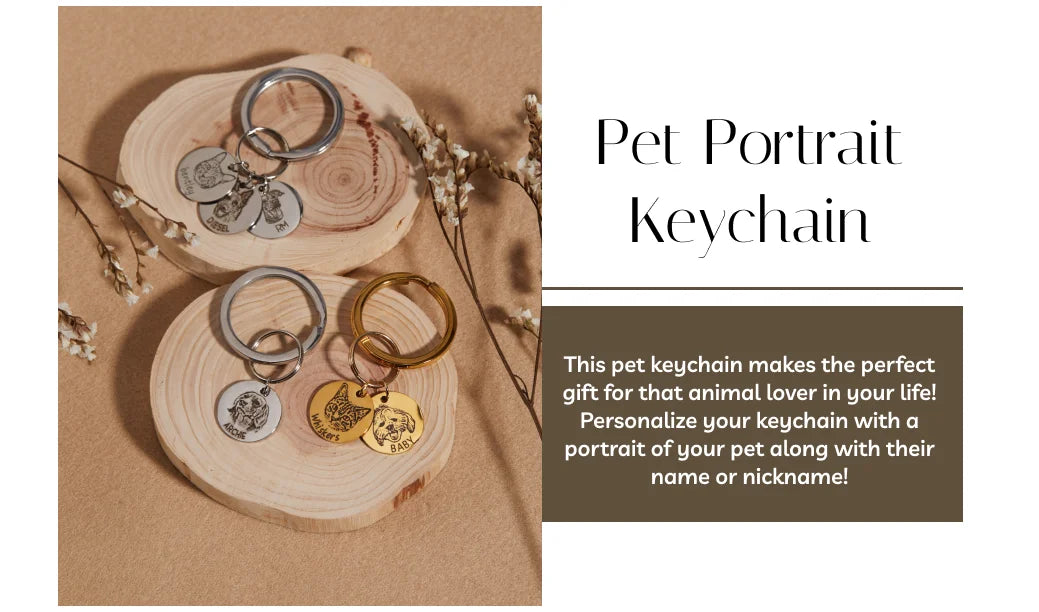 Amaxer Personalized Pet Photo Engraved Name Keychain Multiple Dog Cat Photo Engraved Memorial Christmas Gifts for Pet Lovers