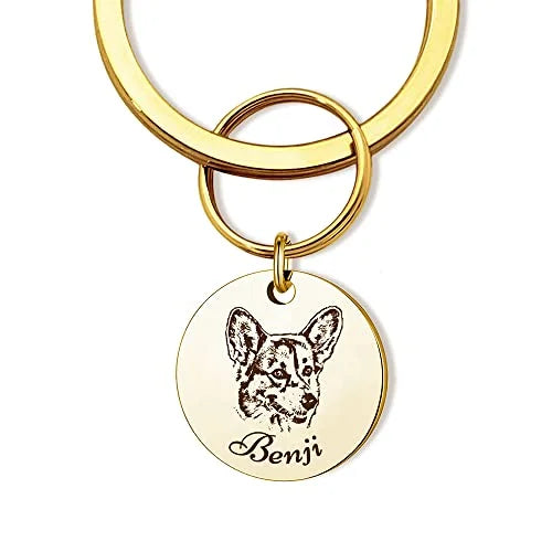 Amaxer Personalized Pet Photo Engraved Name Keychain Multiple Dog Cat Photo Engraved Memorial Christmas Gifts for Pet Lovers